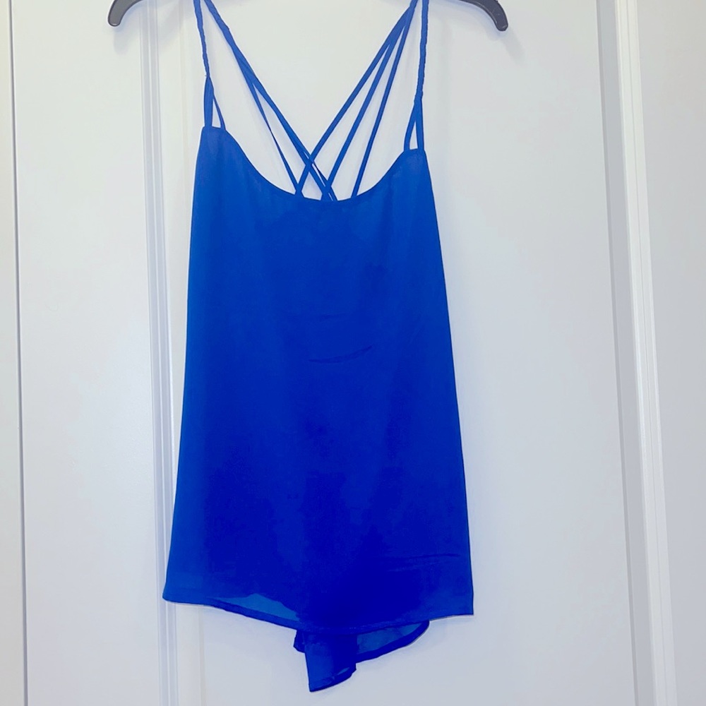 Cobalt Blue Crisscross spaghetti back strap shirt